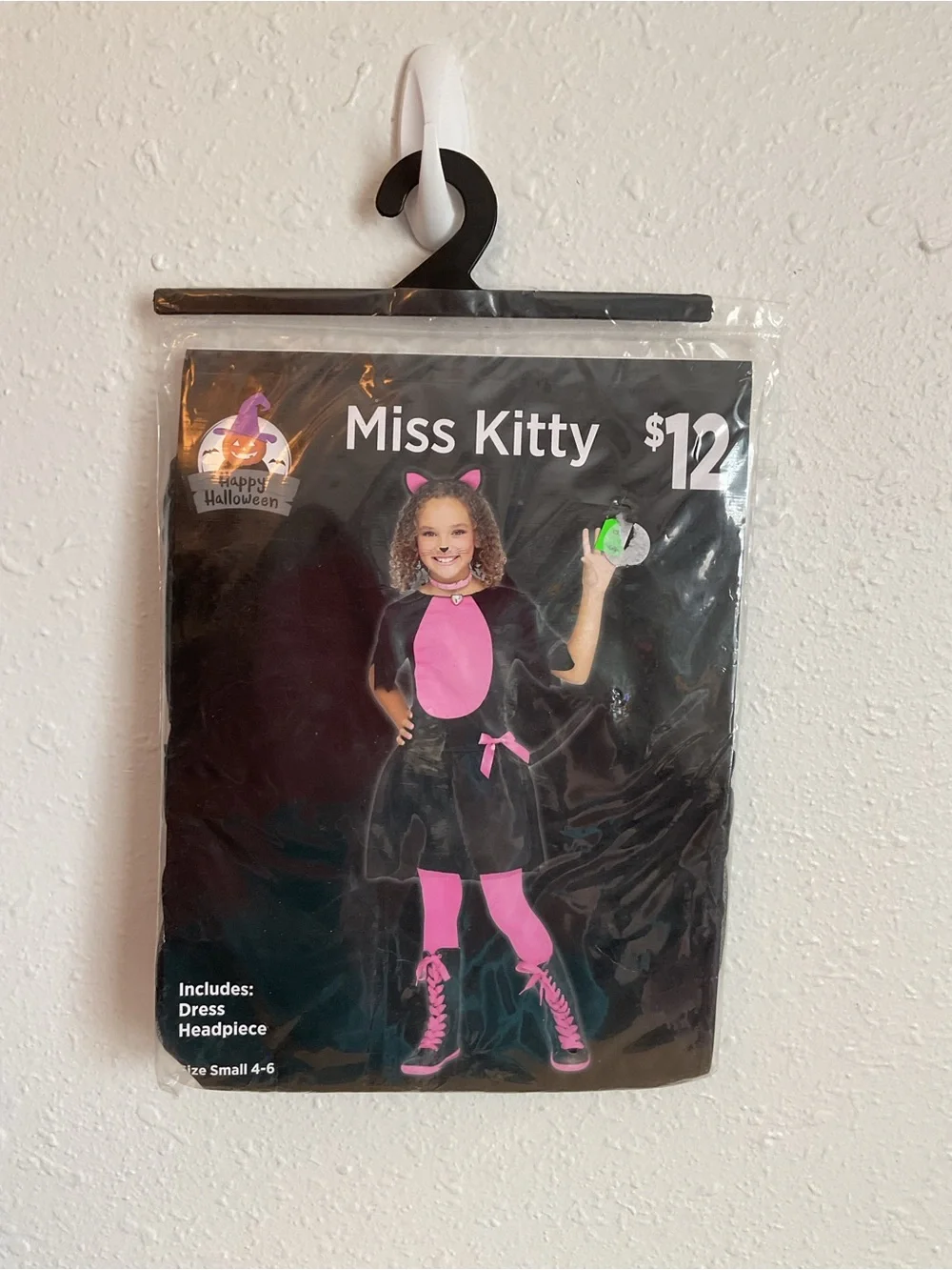 Miss Kitty Girls' Black and Pink Halloween Costume